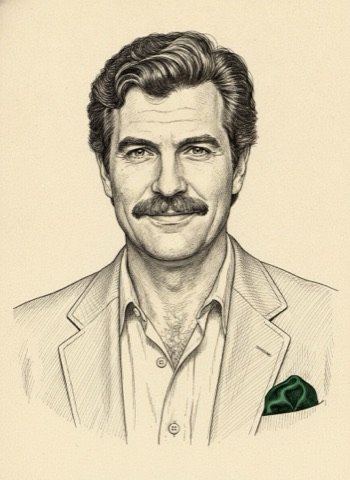 Ink portrait of Gary Halbert